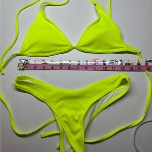 Neon Lime Ribbed Triangle Bikini Set